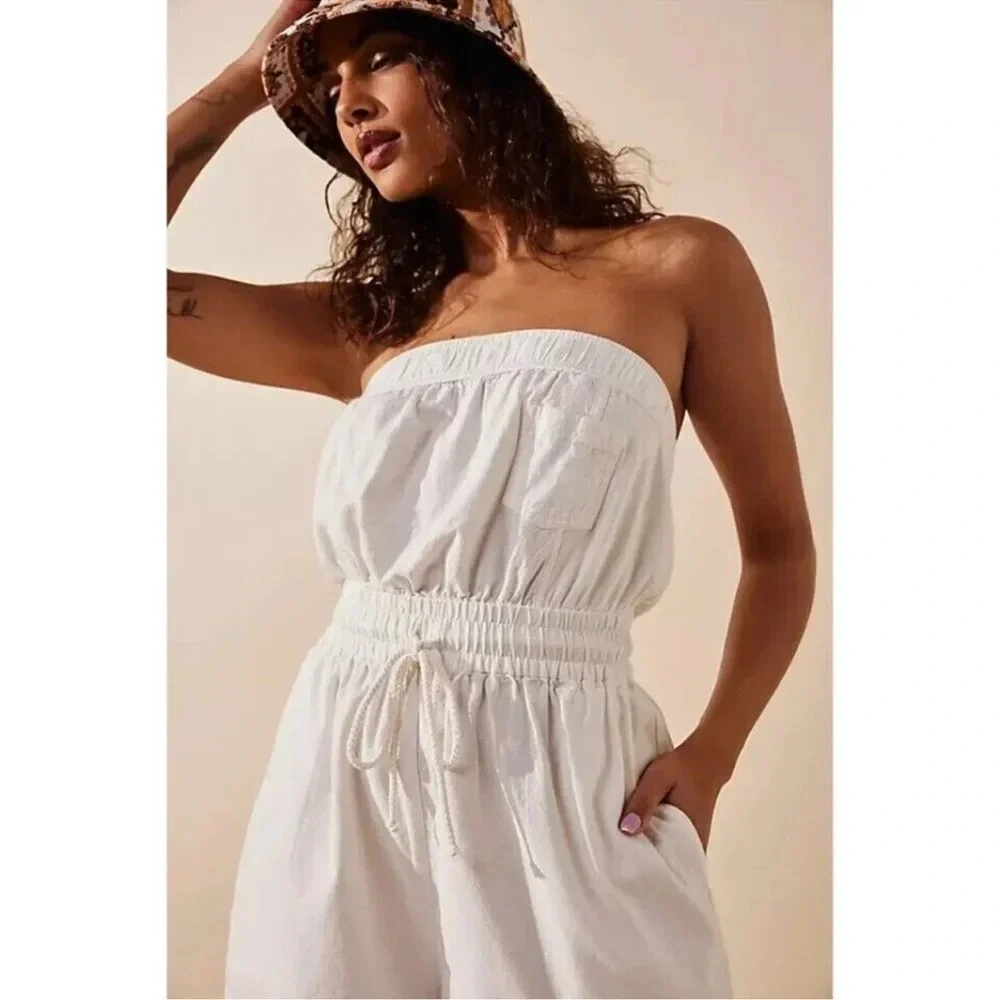 Free People FP Beach Akoi Tube Romper
Dress Ivory Smocked Solid nwot - Picture 3 of 16